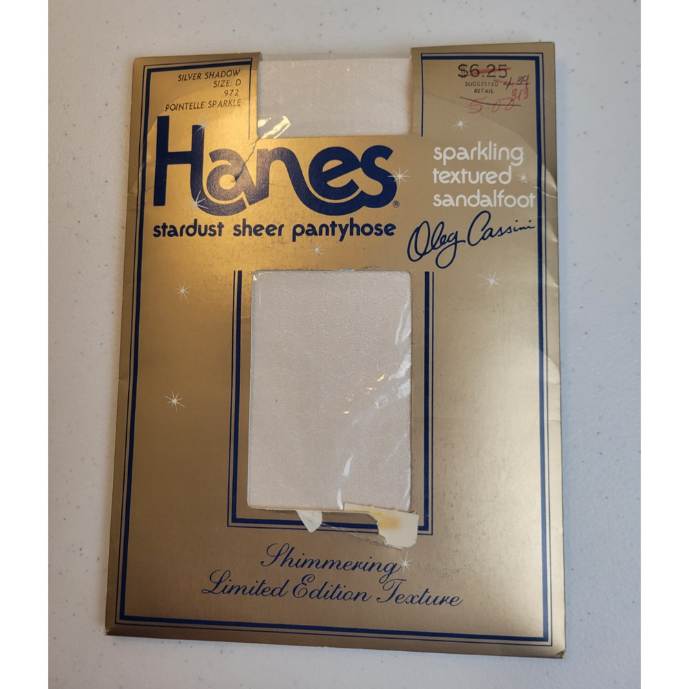 Vintage Hanes Stardust Silver Shadow Sheer Hosiery Sandalfoot‎ Pantyhose Size D